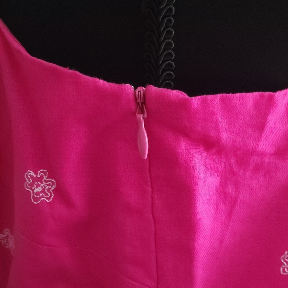 Vintage Ralph Lauren Sun Dress Pink Embroidered Linen-Cotton Boho 17.5 P2P - Picture 7 of 7